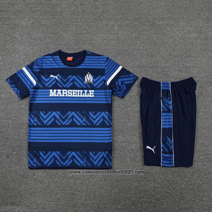Fato de Treino Olympique Marsella Manga Curta 2022-2023 Azul - Calcas Curta